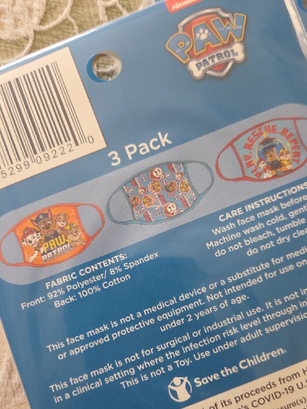 🌟 9 Paw Patrol Kids Face Masks — Orange with Blue and Yellow Accents - Picture 3 of 3
